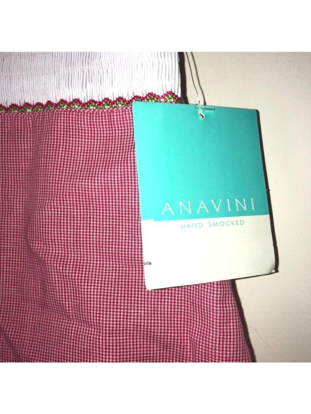 NWT Anavini Girls Hand Smocked Red Jumper Dress Frog Design - 100% Cotton Size 6 - Picture 3 of 7